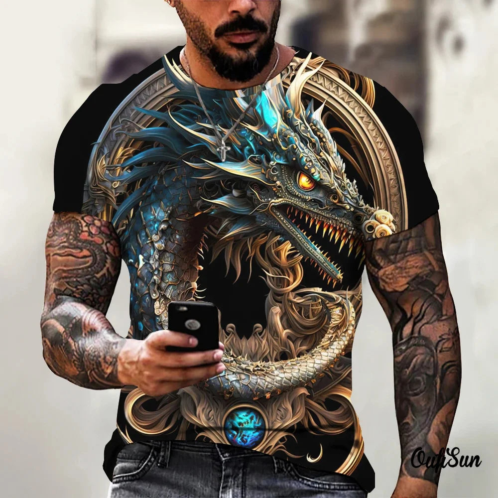Männer Drachen T-shirt Mode 3d Gedruckt T Shirt Tier Muster Kurzen ärmeln Übergroßen Streetwear T-shirts Sommer Casual männer tops
