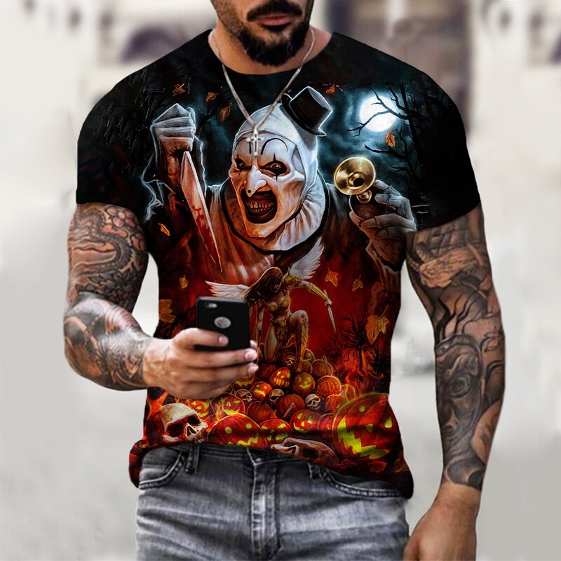 Herren Fashion Vintage  Joker 3D T-Shirt Rundhals Unisex Sommer Streetwear