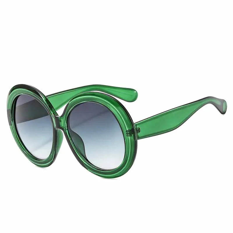 Damen Sonnenbrille Designer Luxus Brille Runde Übergröße Gläser Vintage UV400