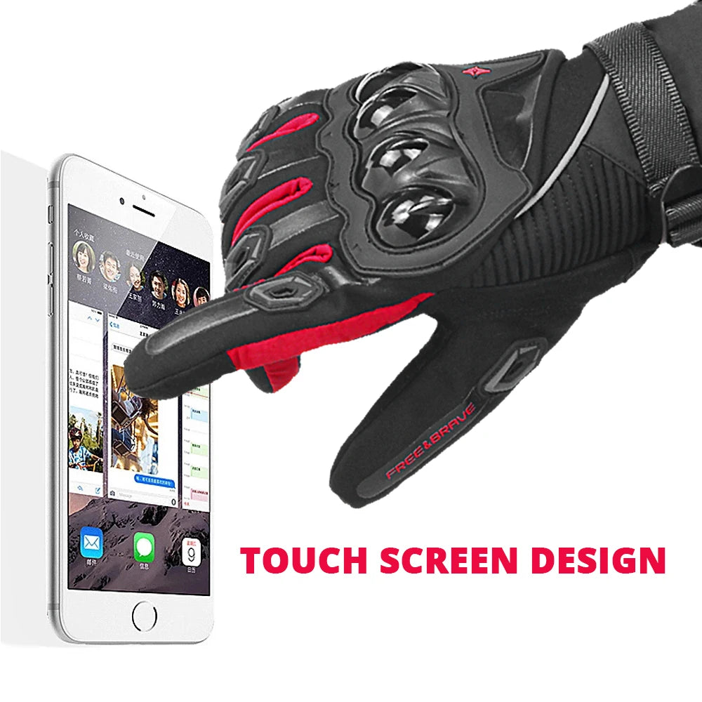 Motorradhandschuhe mit Knöchelprotektor Herren Motorrad Handschuhe Touchscreen