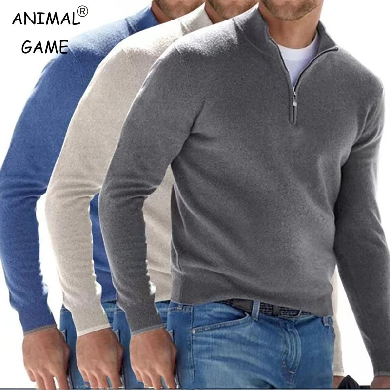Herren Pullover Sweatshirt Troyer Pulli Sweater Stehkragen Zipper Langarmpulli