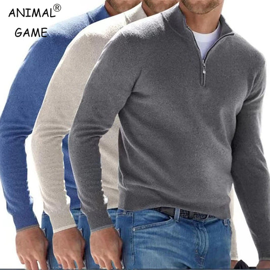 Herren Pullover Sweatshirt Troyer Pulli Sweater Stehkragen Zipper Langarmpulli