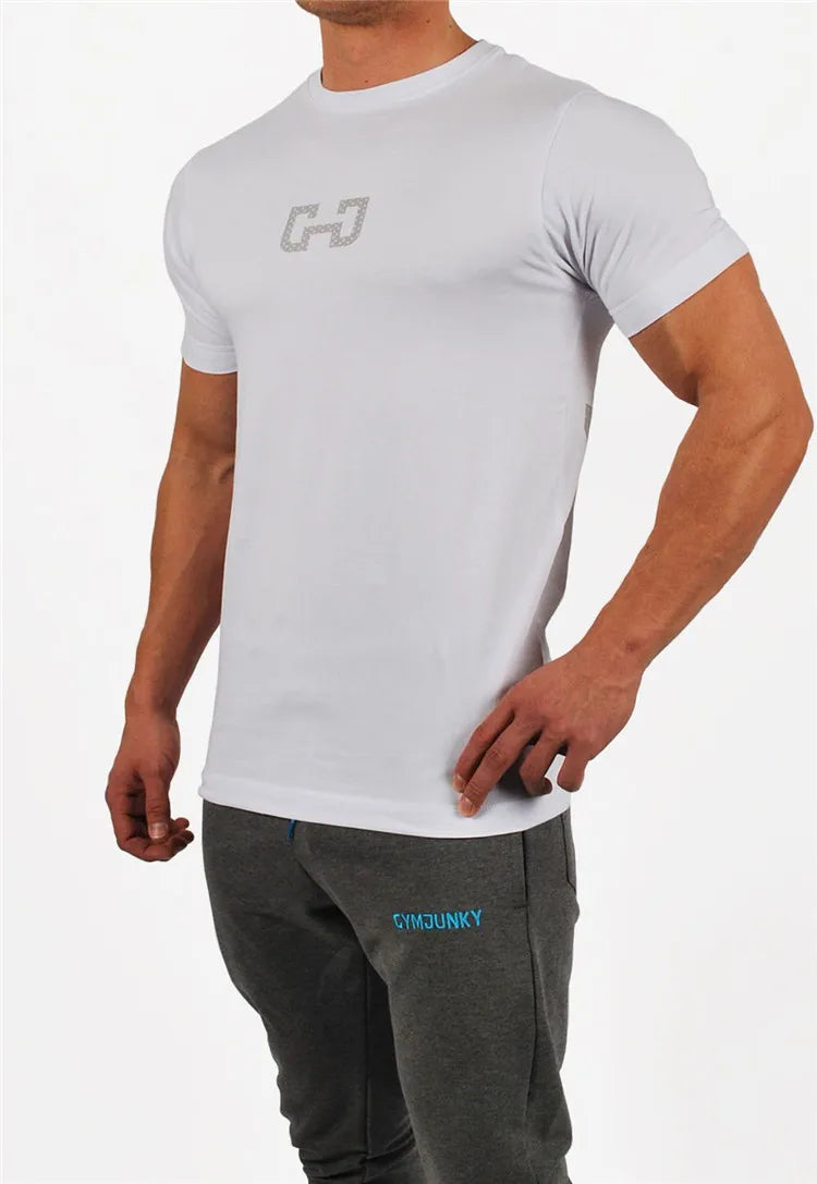Männer Mode T Shirt Männer Tops Sommer Fitness Bodybuilding Kleidung Muscle Männlichen Shirts Baumwolle Slim Fit Tees
