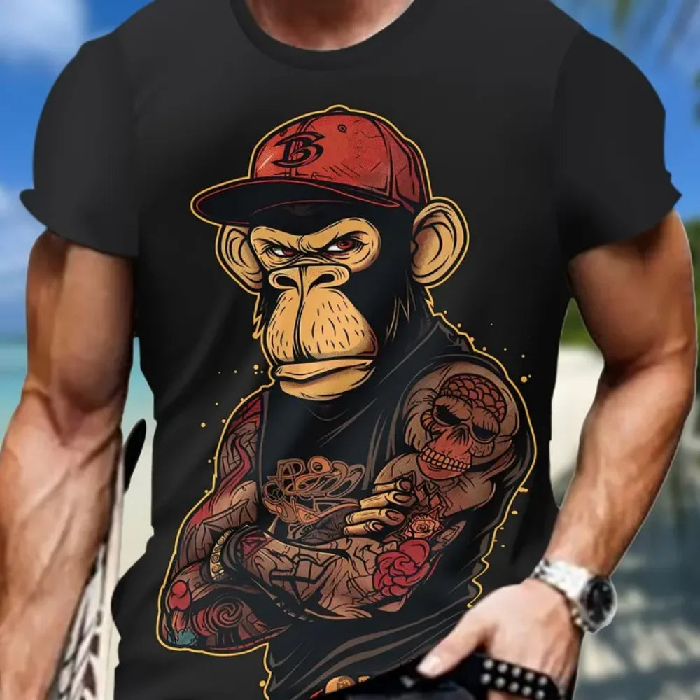 Neue Trend Affe Muster männer Kleidung Sommer Mode Atmungsaktive männer Top Vielseitig männer T-Shirt Casual Männer Kurzarm t