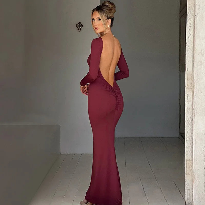 Frauen Kleid rückenfreies Partykleid Langes Trägerkleid Abendkleid Cocktailkleid