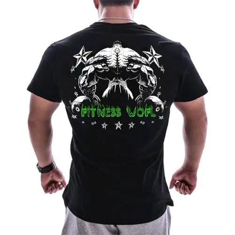 Herren Gym Fitness Viking Tattoo 3D T-Shirt Rundhals Unisex Streetwear