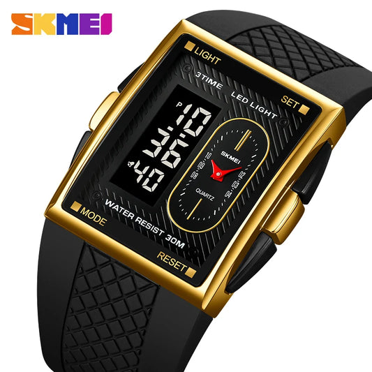 Herren Armbanduhr Digital Uhr Silber Edelstahl LED Quarzuhr Luxus Chronograph
