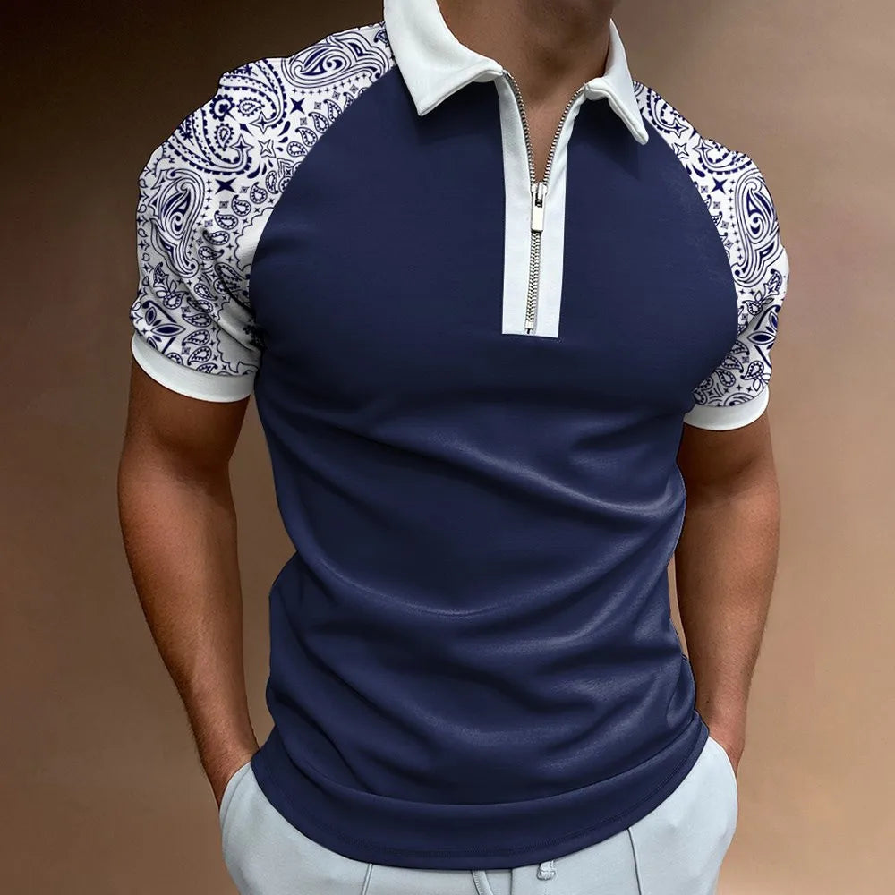 Herren Fashion Poloshirt POLO Shirt T-Shirt Kurzarm Zipper Hemd Polohemd NEU
