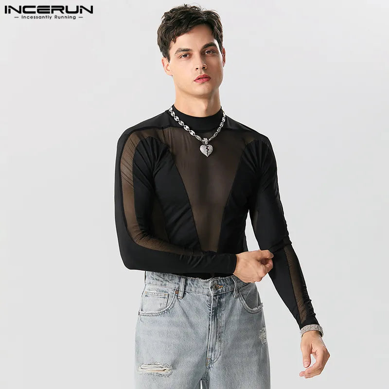 Fetisch Fashion Männer Sexy Bodysuits Herren Body Shirts Hemd Transparent Club