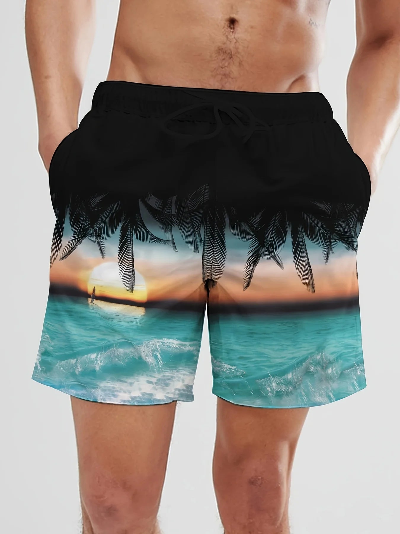 Hawaii-Badehose Herren Badeshort Kurzehose Shorts Schwimmhose 100% Polyester