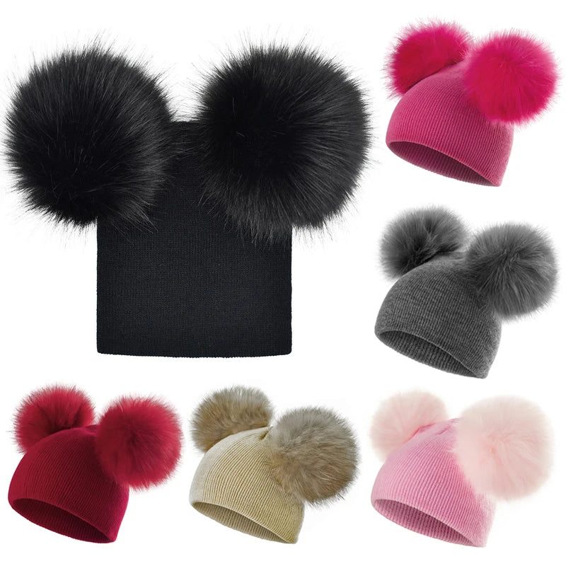 Baby Wintermütze Mädchen Jungen Kinder Strickmütze Babymütze Pudelmütze Mütze