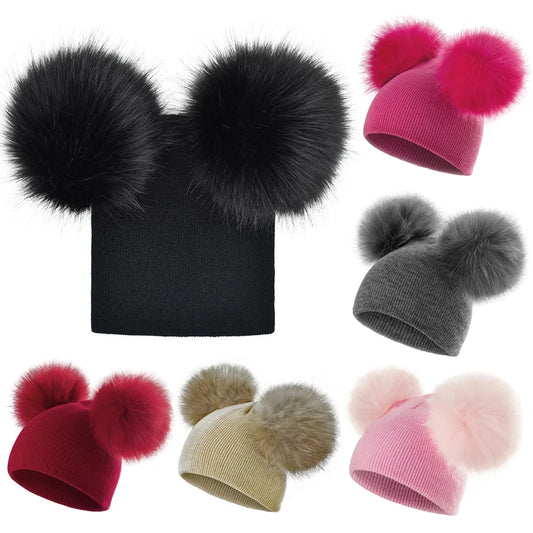 Baby Wintermütze Mädchen Jungen Kinder Strickmütze Babymütze Pudelmütze Mütze