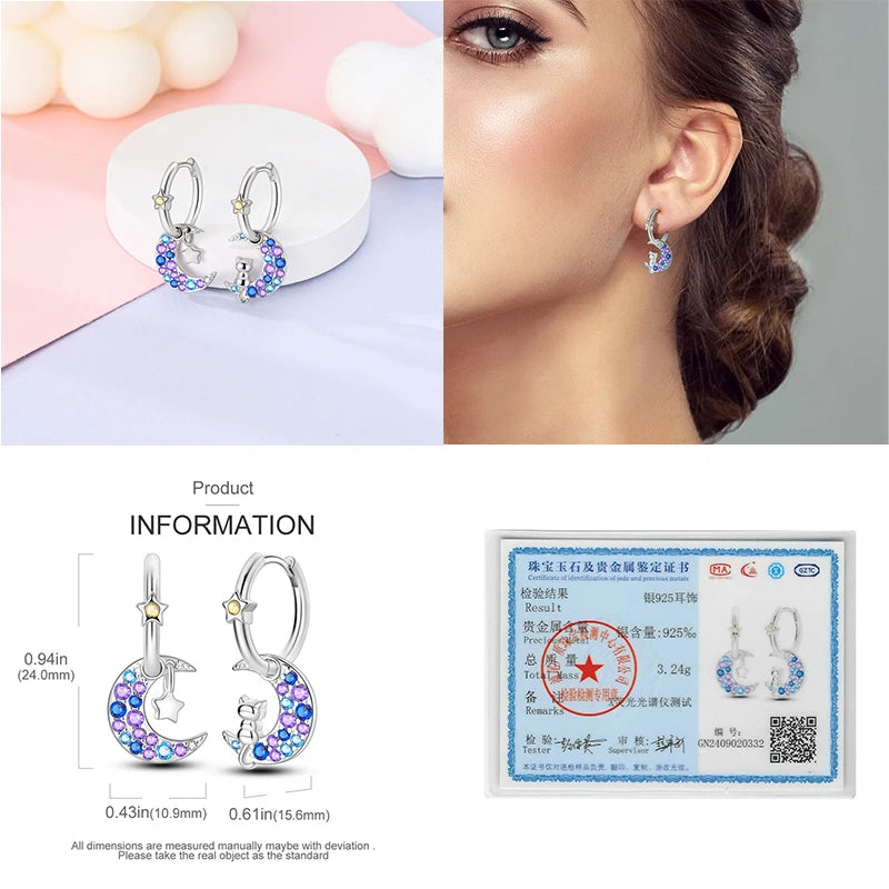 Creole Argento 925 Sterling Zirconi | Orecchini Eleganti Ipoallergenici Regalo