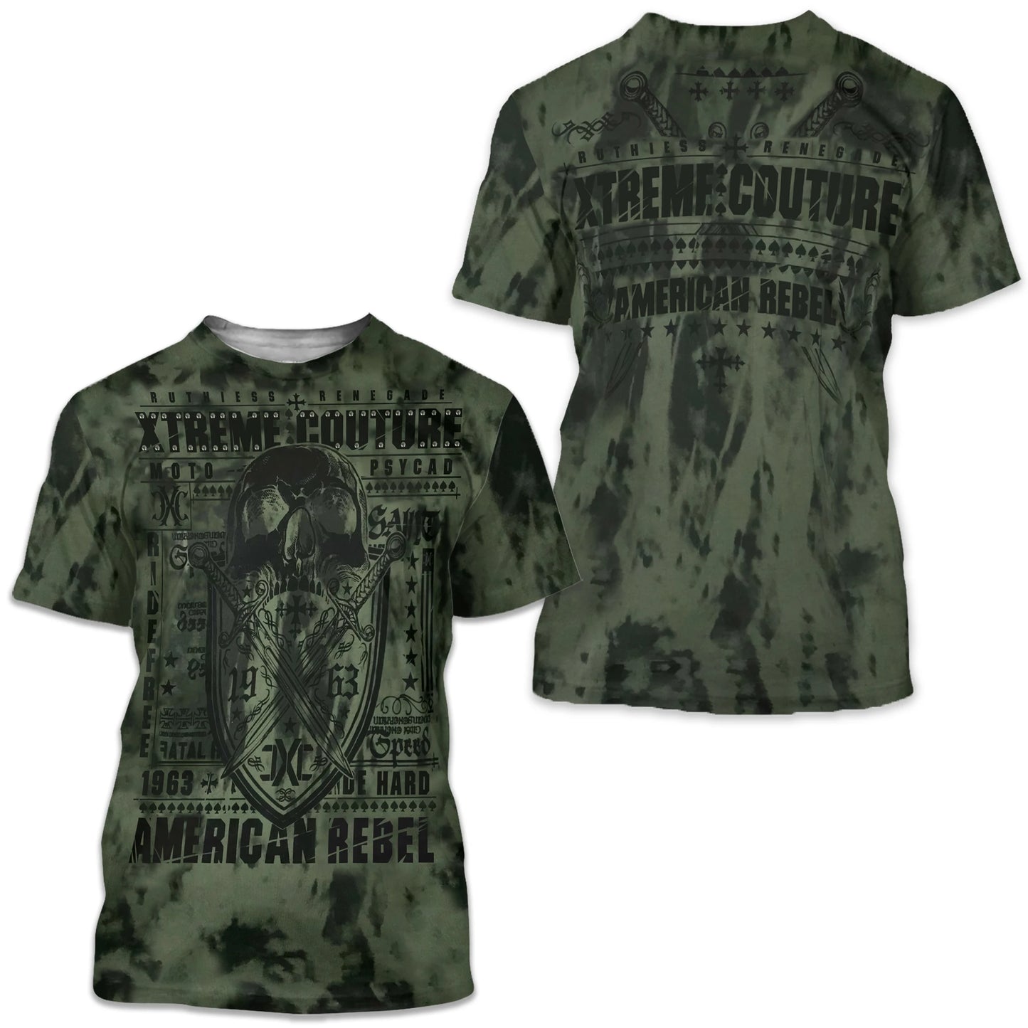 Männer Metal Skull 3D Print T-Shirt Rundhals Unisex Sommer Streetwear Shirt Top