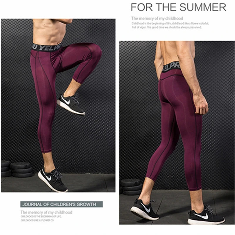Pantaloni a Compressione da Uomo Leggings Calcio Corsa Palestra Leggins Calza