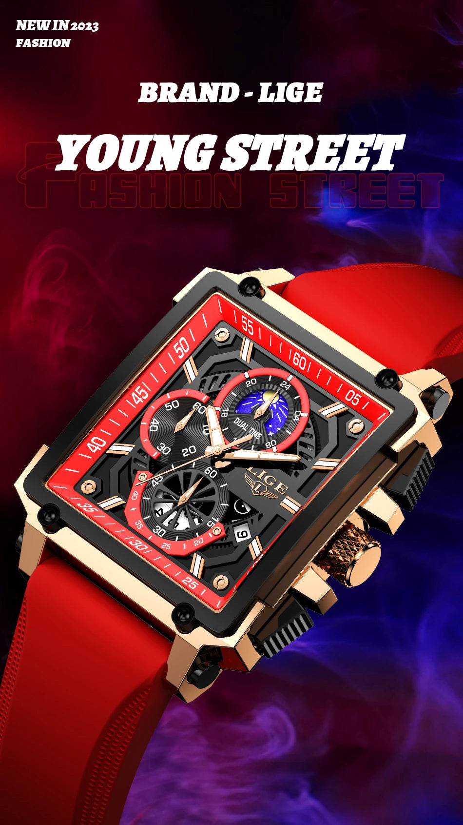 Orologio Uomo Quarzo Acciaio Inossidabile Orologio digitale Cronografo sportivo