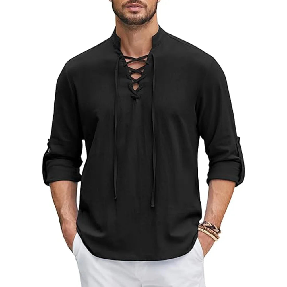 Herren Hemd Poloshirt Leinenhemd Kurzarm T-Shirt Leinen Polohemd Freizeithemd