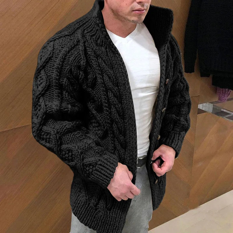 Herren Herbst Jacke Übergangsjacke Sweatjacke Sweater Strickjacke mit Zopfmuster