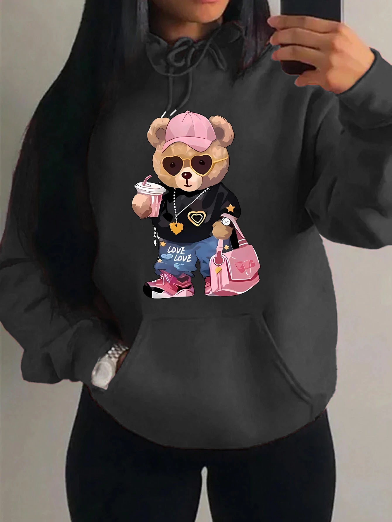 Teddybär Kapuzenpullover Sweatshirt Fleece Hoodie Pulli Damen Kapuzenpulli Shirt