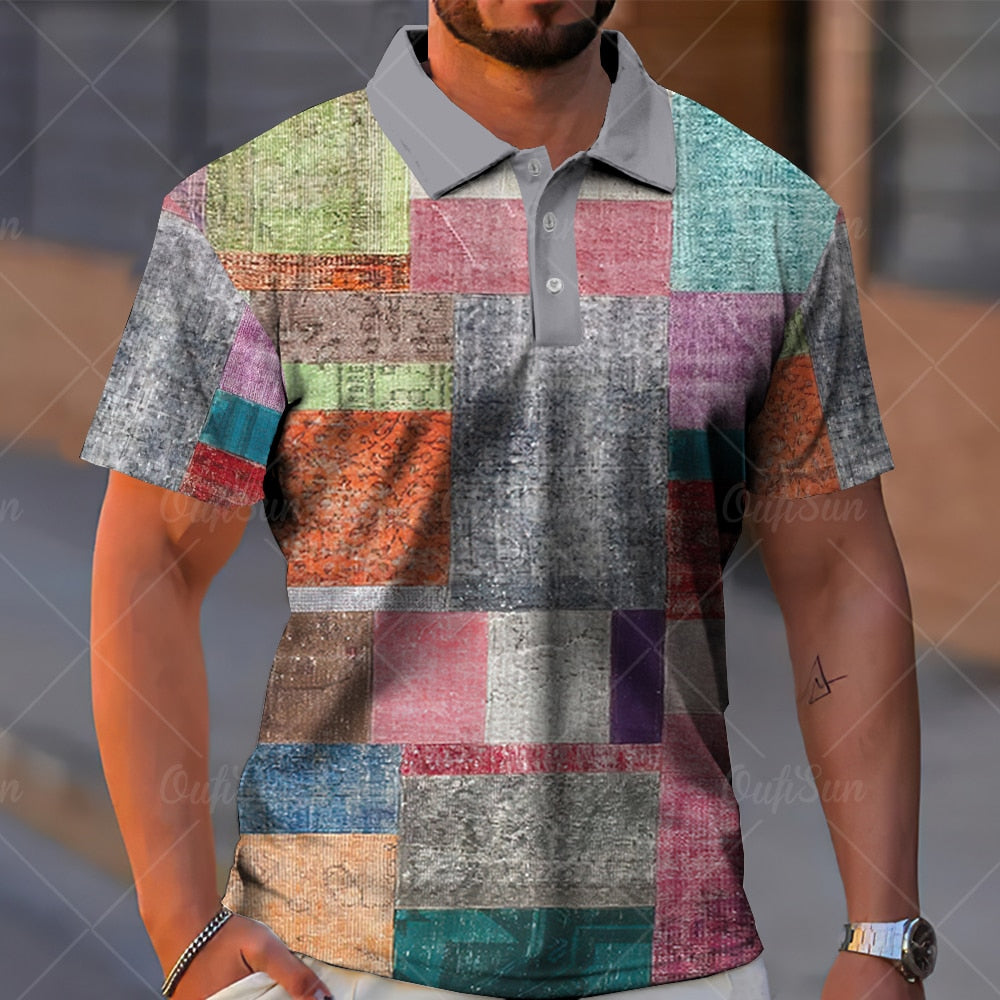 Herren Poloshirt POLO Shirt Zip Kontrast Kragen Kurzarm Slim Fit Hemd Polohemd