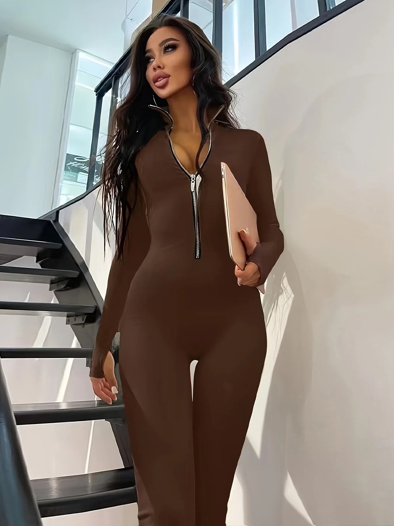 Damen Overall Bodycon Jumpsuit Streetwear Fitness-Strampler Playsuit