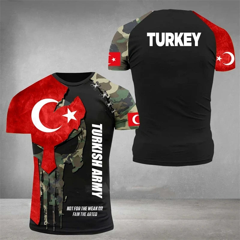 Herren T-Shirt Fashion Türkei Fan Trikot Rundhals Unisex Sommer Streetwear