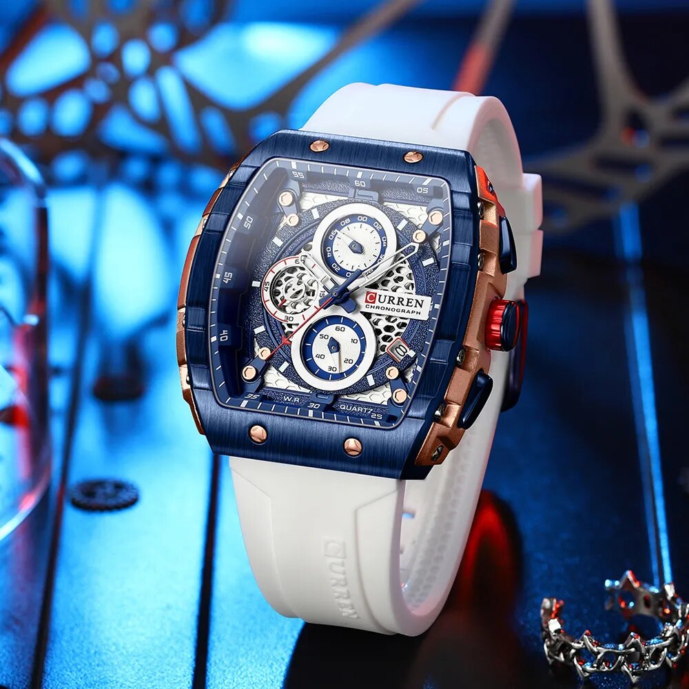Herren Armbanduhr Silber Schwarz Edelstahl Quarzuhr Luxus Chronograph Business