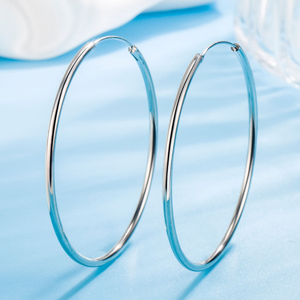 1 Paar Creolen aus 925 Sterling Silber Ohrringe 3/4/5/6CM Ohrschmuck Ohrstecker