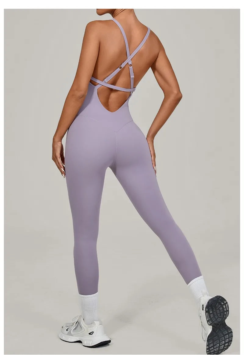 Tuta intera Sportiva Donna Rompers Pantaloni Yoga Palestra Sexy Jumpsuit Tutina