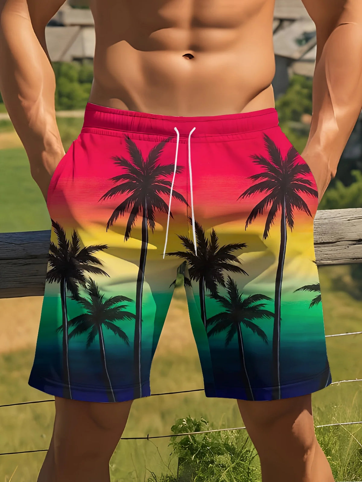 Hawaii-Badehose Herren Badeshort Kurzehose Shorts Schwimmhose 100% Polyester