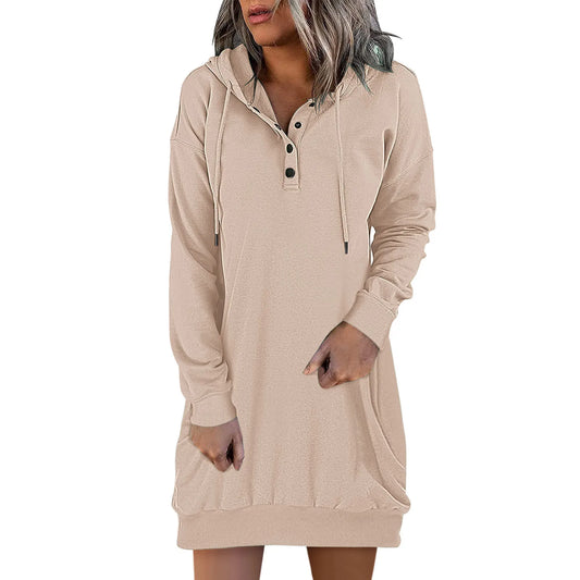 Damen Kapuzenkleid Pullikleid Party Kleid Minikleid Hoodie Kapuzenpullover