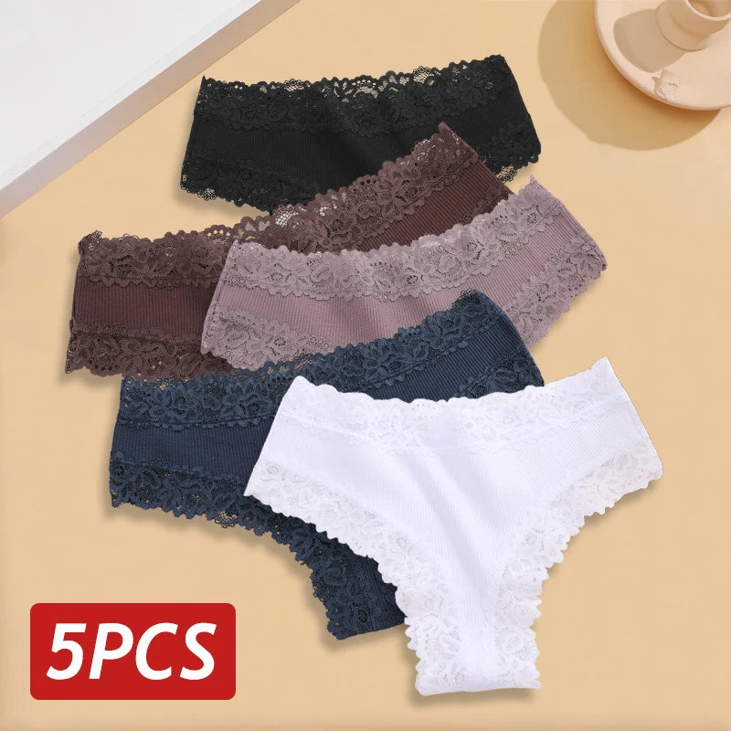 5Stk Frauen Spitze Tanga String Höschen Sexy Schlüpfer Slip Dessous Unterwäsche