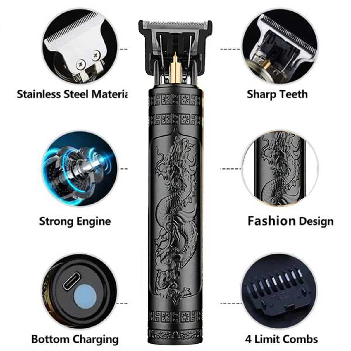 TAGLIACAPELLI PROFESSIONALE RASOIO ELETTRICO MACCHINETTA TRIMMER REGOLA BARBA