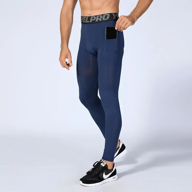 Pantaloni a Compressione da Uomo Leggings Calcio Corsa Palestra Leggins Calza