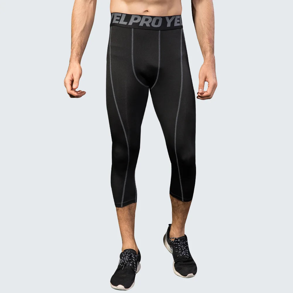 Pantaloni a Compressione da Uomo Leggings Calcio Corsa Palestra Leggins Calza