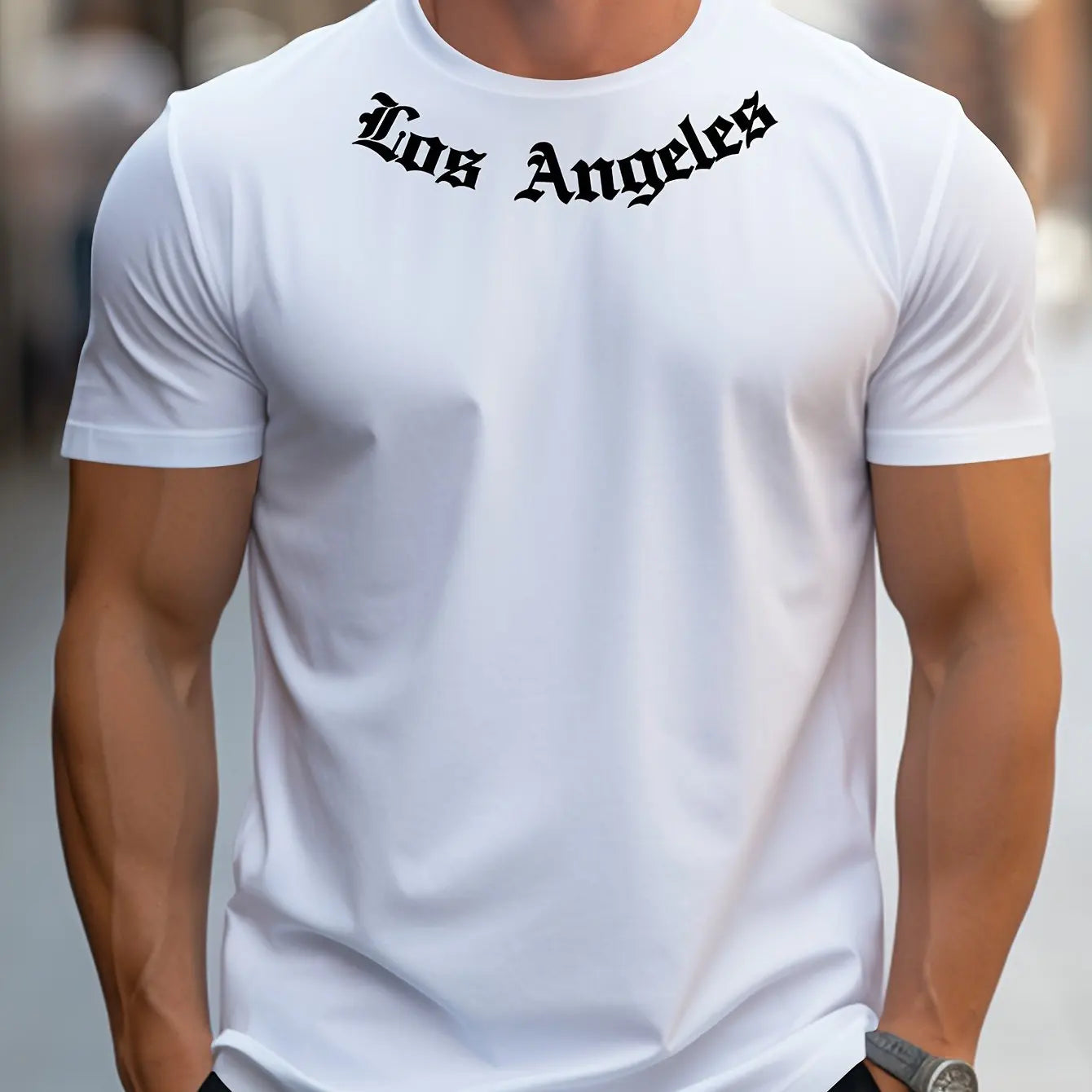 Herren T-Shirt Los Angeles Shirt Rundhals Streetwear Tank Top Hemd Polohemd