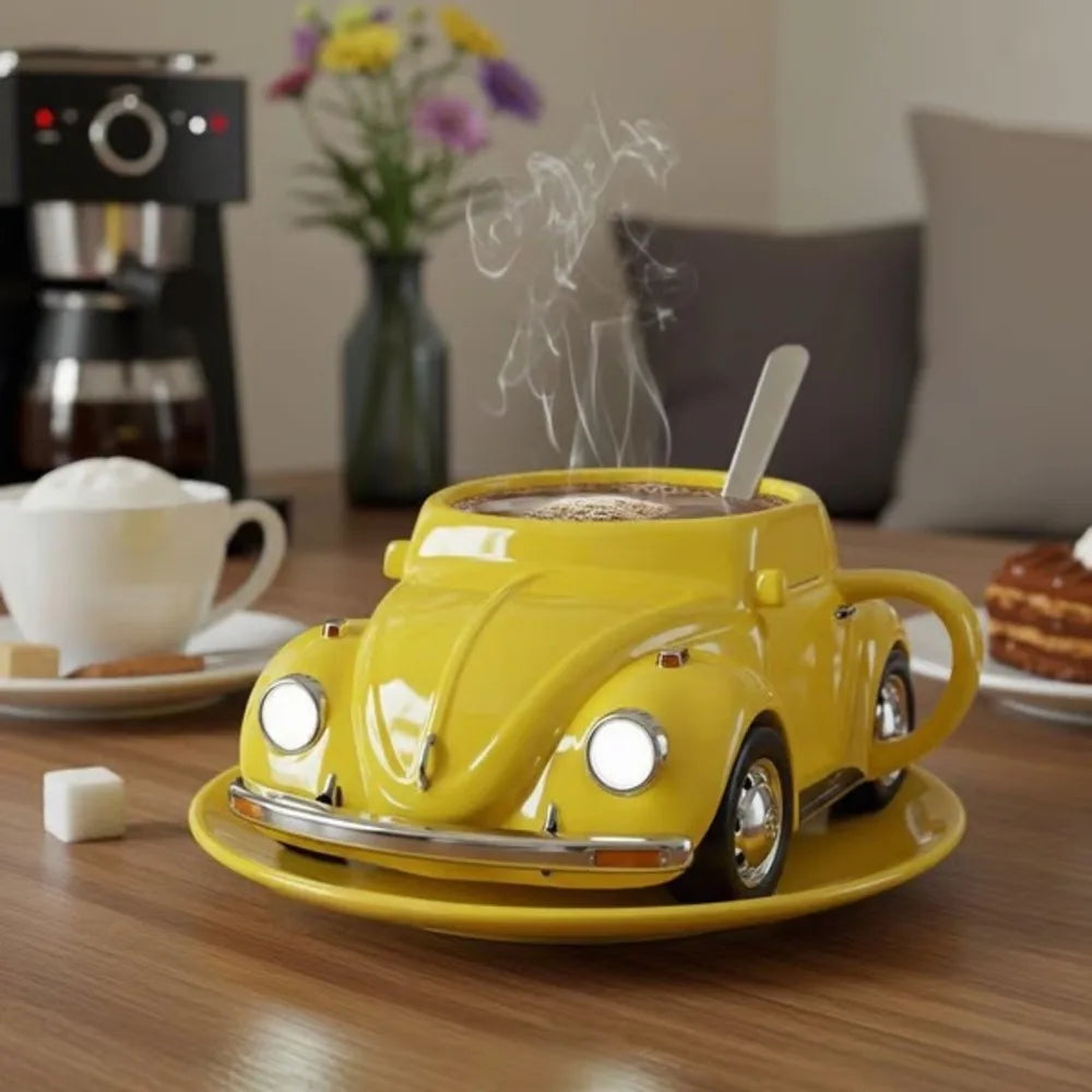 Edelstahl Kaffeebecher Mug VW Beetle-Motiv Kaffeetasse Becher Tasse Geschenk