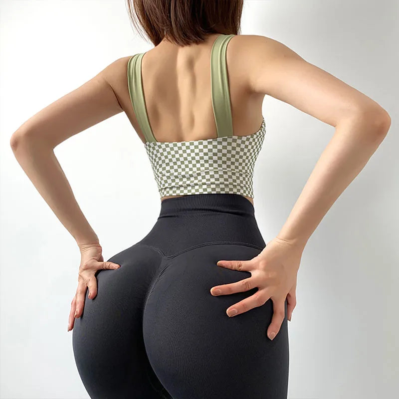 Damen Leggings Push Up Stretch Leggins Yoga Fitness Hose Sport BH Set Top Gym
