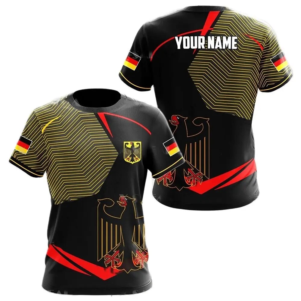Herren Fashion Deutschland Vintage 3D T-Shirt Rundhals Unisex Sommer Streetwear