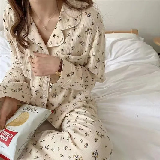 Pyjama für Damen Nachtwäsche Nachthemd Schlafanzug Zweiteiliger Hausanzug