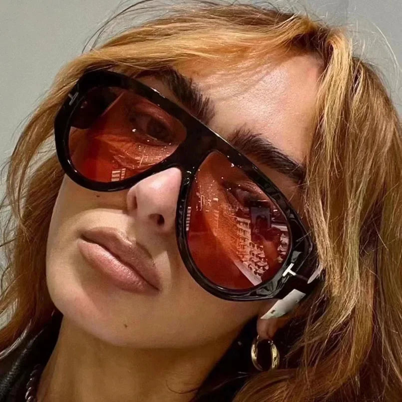 Damen Sonnenbrille Designer Luxus Brille Quadratische Übergröße Gläser Vintage