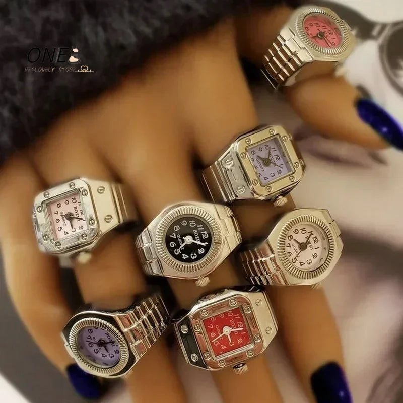 Fashion Fingeruhr Ringuhr Punk Finger Mini Uhr Quarzuhr Ring Herren Damen