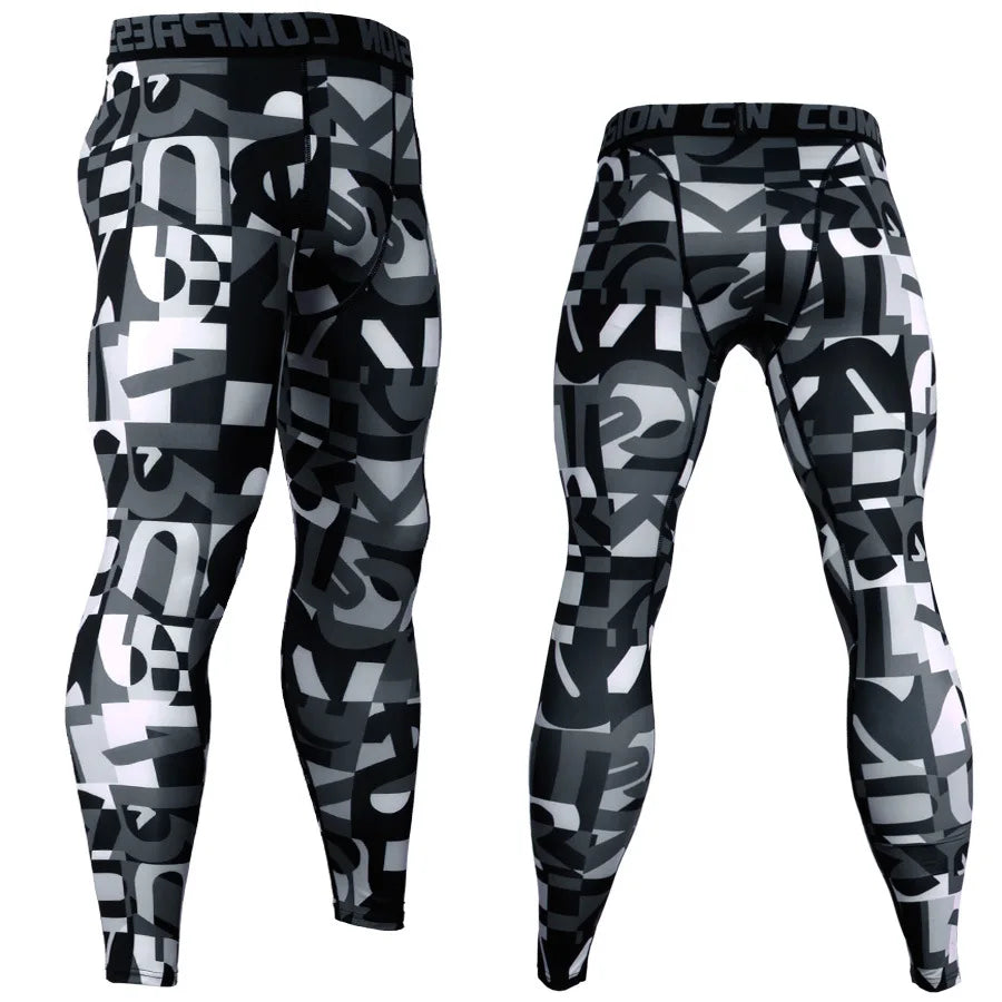 Pantaloni a Compressione da Uomo Leggings Calcio Corsa Palestra Leggins Calza