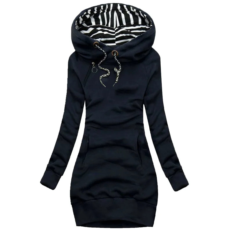 Kapuzenpullover Sweatshirt Pulloverkleid Hoodie Pulli Tunika Damen Sportkleid