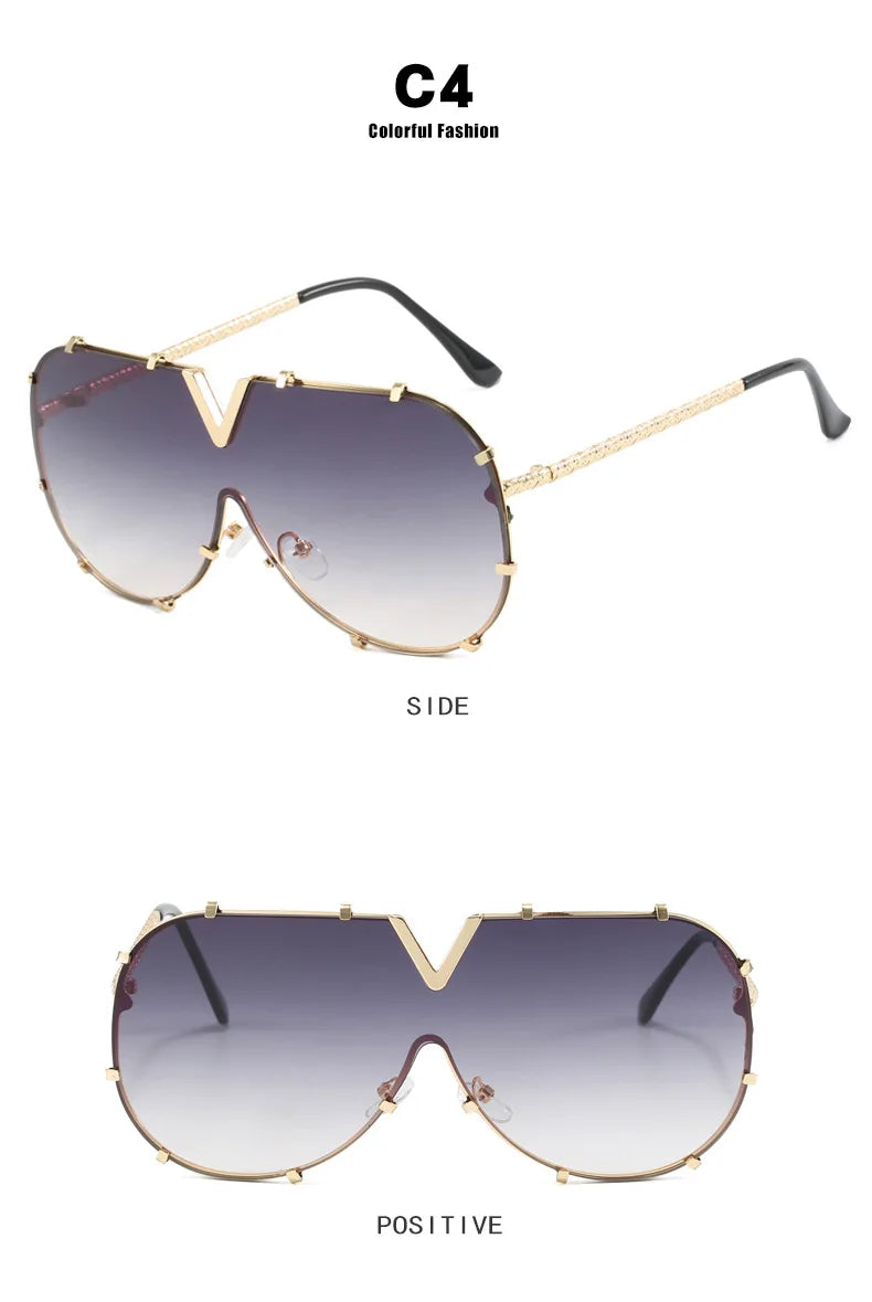 Damen Sonnenbrille Designer Luxus Brille Quadratische Übergröße Gläser Vintage
