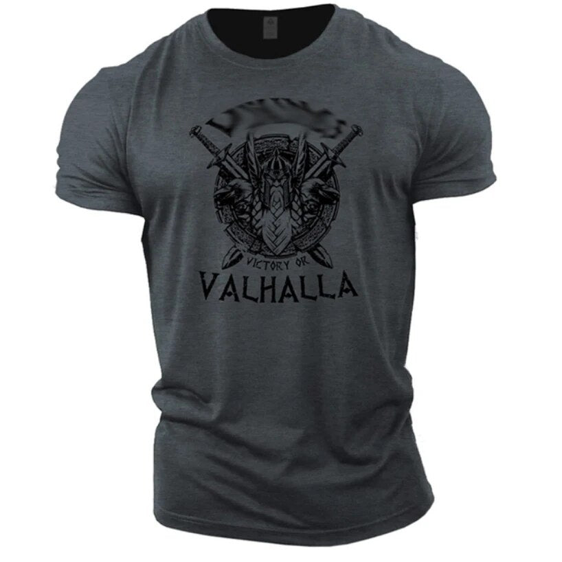 Herren Fashion Vintage 3D T-Shirt Rundhals Unisex Sommer Vikings Streetwear