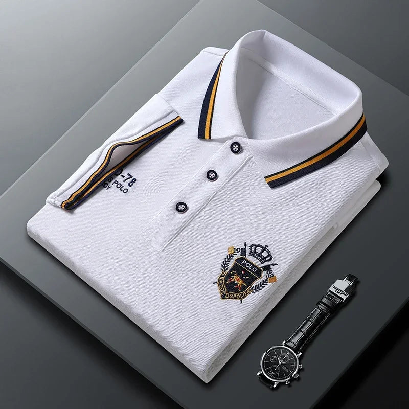 Sommer männer Casual Stickerei Kurzarm Polo-Shirt Neue Mode Einfarbig Top