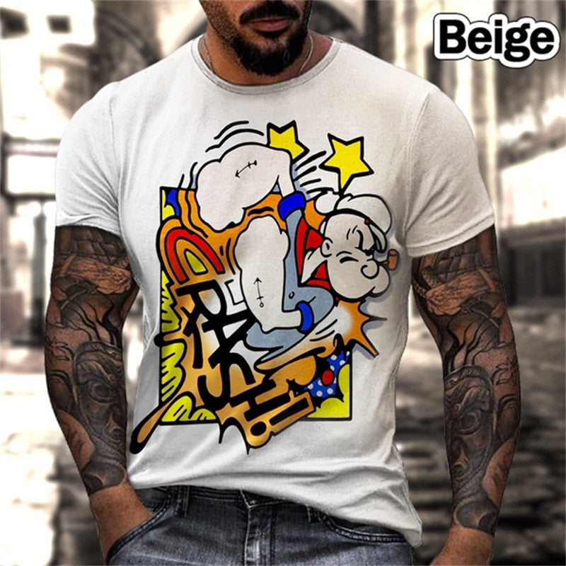 Herren Fashion Vintage 3D T-Shirt Rundhals Unisex Sommer Streetwear