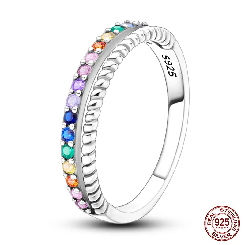Massiv Sterling Silber 925 Ring filigran Fashion Damenring mit AAA Zirkonia