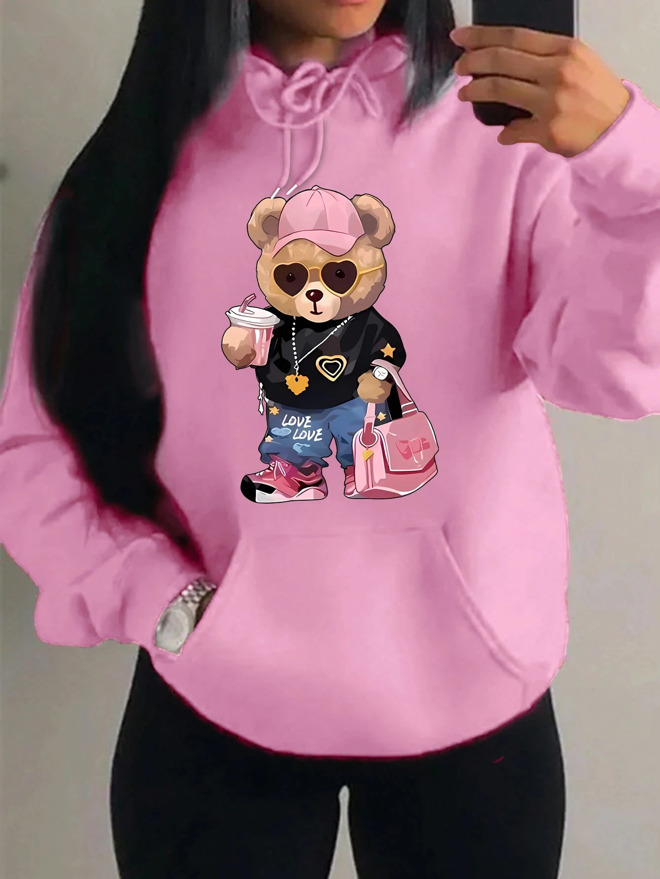 Teddybär Kapuzenpullover Sweatshirt Fleece Hoodie Pulli Damen Kapuzenpulli Shirt